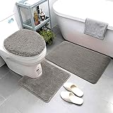 Luxury Home Collection 3-teiliges Badezimmerteppich-Set, weiche Mikrofaser, rutschfester Badteppich…