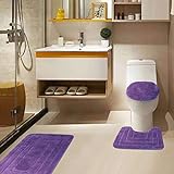 Golden Linens 3-teiliges Badteppich-Set, einfarbig, gemustert, extra weich und saugfähig, Badezimmerteppich…