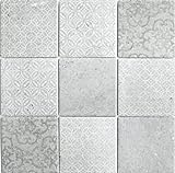 Retro Vintage Mosaik Fliese Wand Keramik Zement Optik grau mix Fliesenspiegel Küche - MOS22-CELLO
