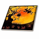 3dRose Halloween Backdrop Keramikfliese, Mehrfarbig, 4-Inch-Ceramic