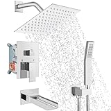 Midanya Poliertes Chrom Badezimmer Duschsystem 20,3 cm Regenduschkopf mit Handheld Spary Wandhalterung…