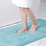 Buganda Mikrofaser-Badezimmerteppich, Läufer (119 x 61 cm, Spa-Blau), zottelig, weich und saugfähig,…