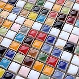 Hominter 6 Blatt Multi farbige Keramik Mosaik Bodenfliese, Kleine quadratische glasierte Porzellanfliesen,…
