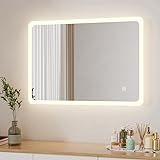Boromal LED Badezimmerspiegel 50x70cm Badspiegel mit Beleuchtung Badezimmer Wandspiegel 3 Lichtfarbe…