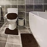Golden Linens 3-teiliges Badteppich-Set, einfarbig, Muster, geschnitzt, extra weich und saugfähig, Badezimmerteppich…