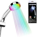 LED Duschkopf mit Licht, Handbrause Dusche LED mit Farbwechsel 7 Farben Licht, Automatische Wasserhahn…