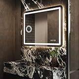 Badspiegel 140x80 cm mit LED Beleuchtung - Wählen Sie Zubehör - Individuell Nach Maß - Beleuchtet Wandspiegel…