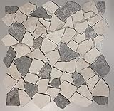 Mosaik Bruch Marmor Naturstein grau beige Polygonal Spritzschutz Küchenrückwand Wandfliese Badfliese…