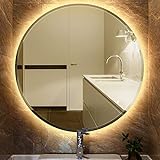 HUOLE Badezimmerspiegel mit Beleuchtung ohne Badezimmer, aus Kupfer mit Infrarot-Schalter, mit Anti-Beschlag-Funktion,…