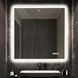 STARLEAD Badspiegel-mit-Beleuchtung 80x80 cm, Bad-Spiegel-mit-Licht und Bluetooth, Entfoggen, Led-Badspiegel…