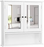 Yaheetech Spiegelschrank, Badschrank, Hängeschrank mit Spiegeltür, Badezimmerspiegel mit Ablagen, 56cmx13cmx58cm,…