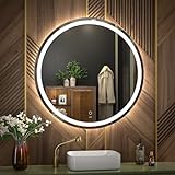 KWW 70 cm LED Runder Badezimmer Eitelkeitsspiegel, Farbtemperatur Einstellbar, Anti-Nebel Dimmbare Lichter,…