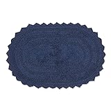 DII Crochet Collection Wende-Badematte, klein, oval, 43 x 61 cm, Blau (French Blue)