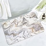 MitoVilla Grau Gold Badezimmerteppichmatte, abstrakte Marmor-Badematten für Badezimmer, rutschfest,…
