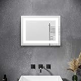 SONNI Badspiegel mit Beleuchtung 60 x 50 cm LED Badspiegel Kaltweiß Badspiegel mit Licht Wandspiegel…