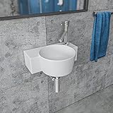 Kerabad Design Waschbecken, Hängewaschbecken rund, Handwaschbecken, 38 cm