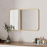 Boromal Badezimmerspiegel 80x60cm Gold Spiegel Badspiegel Vertikal/Horizontal Dekorative Wandspiegel…