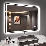 Dripex Badspiegel mit Beleuchtung Led Spiegel mit Bluetooth-Lautsprecher und Steckdose, Dimmbar, 3 Lichtfarbe…