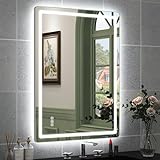 STARLEAD Badspiegel-mit-Beleuchtung 80x60cm, Hintergrundbeleuchtung + Frontbeleuchtung, Silberner Aluminiumrahmen,…