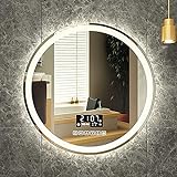 GETZ Runder LED Bad Spiegel mit Dimmfunktion und 3 Lichtfarben, Berührungssensorschalter, Wandspiegel Badezimmerspiegel LED, Mehrfachauswahl