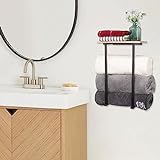 TocTen Handtuchhalter für Badezimmer, Wandmontage, Badezimmer-Handtuchhalter mit Holzregal, Wandhandtuchhalter,…