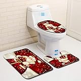 DadaAA Weihnachtsdekoration WC-Sitzbezug & Vorleger, Badteppich + Deckel WC-Bezug + Badematte (3 Stück/Set)…
