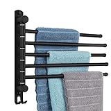 Badezimmer-Handtuchhalter zur Wandmontage, drehbare schwarze Handtuchstange mit 5 Armen mit Haken, Badezimmer-Handtuchhalter,…