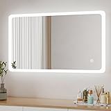 Boromal LED Badezimmerspiegel 100x60cm Badspiegel mit Beleuchtung Badezimmer Wandspiegel 3 Lichtfarbe…
