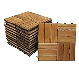 SAM Terrassenfliese 02 Akazien-Holz, 22er Spar-Set für 2m², 30x30cm, Bodenbelag, Drainage, Garten Klick-Fliese