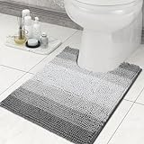 Homaxy Chenille Badezimmerteppich Saugfähig Weich Badteppich Toilette mit Ausschnitt 50 x 60 cm, Badematte…