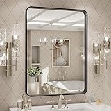 LOAAO 61 x 81 cm schwarzer Badezimmerspiegel mit Metallrahmen für Wand, mattschwarz, Badezimmer-Schminkspiegel,…