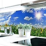 Küchenrückwand Sonnenblume Premium Hart-PVC 0,4 mm selbstklebend - Direkt auf die Fliesen, Größe:Materialprobe…