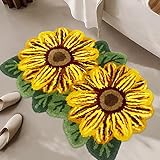 USTIDE Sonnenblumen-Teppich, 5 x 7,6 cm, Shaggy-Badezimmerteppich, wasserabsorbierend, für Badezimmer,…
