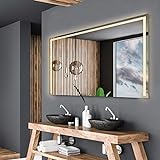 Alasta Spiegel | Sydney Badspiegel 60x40cm mit LED Beleuchtung | LED Farbe Weiß Warm | LED Spiegel