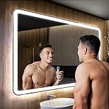 Badspiegel 110x80cm mit LED Beleuchtung - Wählen Sie Zubehör - Individuell Nach Maß - Beleuchtet Wandspiegel…