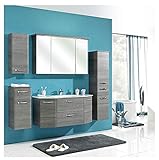 Pelipal - Alika 12 - Badmöbel-Set - 112 cm - Badset - 6-teilig mit Spiegelschrank, Glas-Waschtisch usw.…