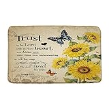 Herbst-Sonnenblumen-Badezimmerteppich, Herbst, inspirierendes Zitat, Blume, Vertrauen in den Herzen…
