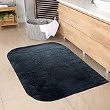 CARPETIA Weicher Badezimmer Teppich mit abgerundeten Ecken | waschbar | in schwarz, 60x100 cm