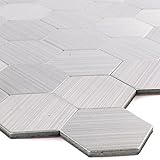 Metall Mikros Fliesen Silber Selbstklebend (Hexagon)