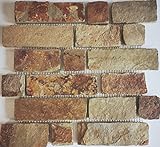 Schiefer Mosaik Fliese Naturstein Brick braun rost Fliesenspiegel Mosaikmatte Mosaikplatte Spritzschutz…