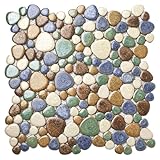Parrotile PT83 Keramik-Kieselsteine für Dusche, Boden, Badezimmer, 30,5 x 30,5 cm, Mosaik-Kunst, Fliesen-Netz,…