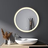 HY-RWML Spiegel mit Beleuchtung Rund 60cm Runder Wandspiegel Touch-Schalter 3 Lichtfarbe LED Badspiegel…