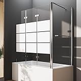 HY-RWML Duschwand für Badewannen mit Seitenwand, 120 x 140 x 80 cm 3-teilig Duschwand für Badewannen…