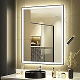 GANPE LED Badezimmerspiegel, Make-up Kosmetikspiegel Wandmontage, Großer moderner rahmenloser beleuchteter…