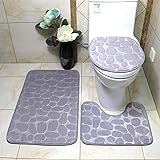 ETOPARS 3er-Set Weicher absorbierender Memory-Schaum-Badeteppich Rutschfester Badvorleger, Toilettendeckel-Abdeckung,…