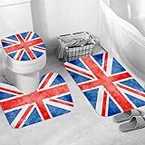 EKSED Badteppich 3 Stück Weiche saugfähige Badematten,Wasserfarbe Union Jack Flagge Amerika,rutschfeste…