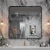 Wanzvisk 36x36 schwarzer Badezimmer-Spiegel, an der Wand befestigter Badezimmer-Eitelkeit-Spiegel, rechteckiger…
