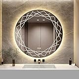 YOSHOOT Badspiegel mit Beleuchtung, 50cm Runder Wandspiegel LED-Beleuchtung, Antibeschlag großer Schminkspiegel,…