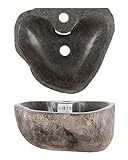 40 cm rundes Naturstein Waschbecken in grau mit Hahnloch von WOHNFREUDEN - Mit Unikat Auswahl
