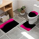 Badezimmer Set, rutschfeste Badematte und WC-Vorleger-Set, Kopfzeile Rot Neon Hot Pink Abstrakt Gewellt…